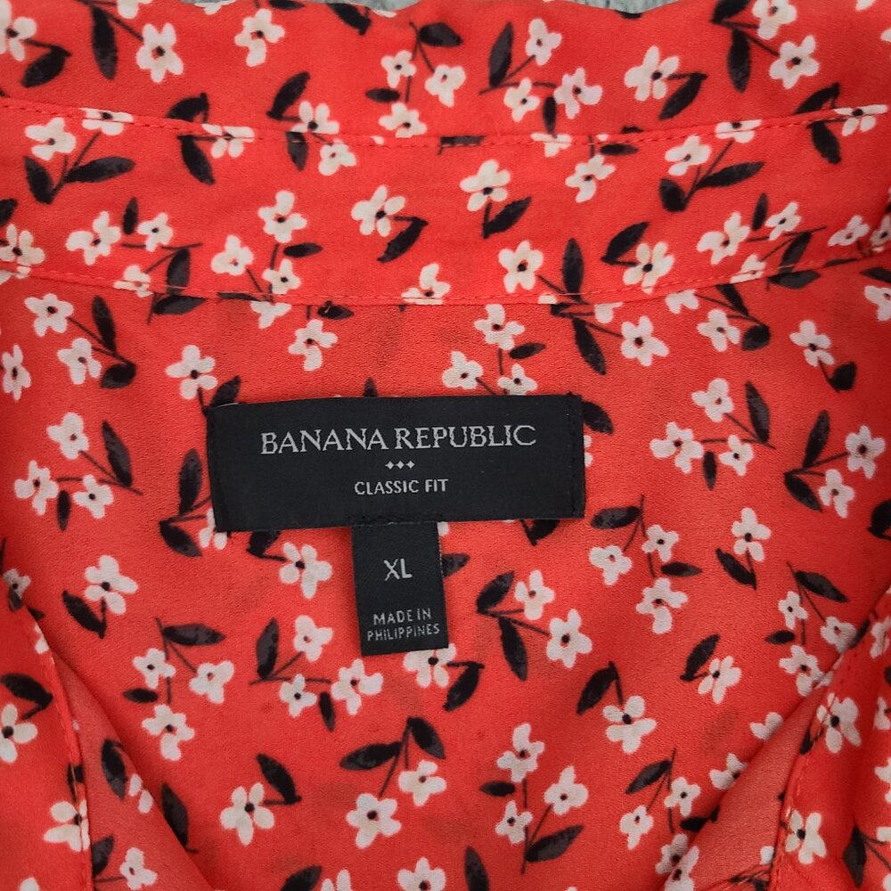 Banana Republic Women's Sleeveless Button-Front Blouse Red/Orange Floral Size XL - Picture 7 of 9
